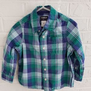 OshKosh green-and-blue plaid button-down – 3T